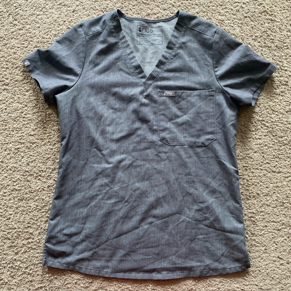 Figs Scrubs Top Women's‎  XS Gray Technical Collection 1 Pocket FW1000